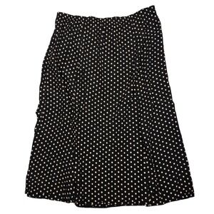 E D Michaels by Melanie Drucker Black Polka Dot Midi Skirt Women's Rayon